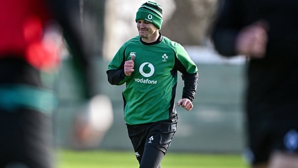 Johnny Sexton pictured training in the week before the France game