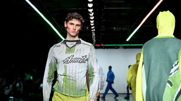 Models walk the finale on the catwalk at the ROBYN LYNCH show during London Fashion Week February 22