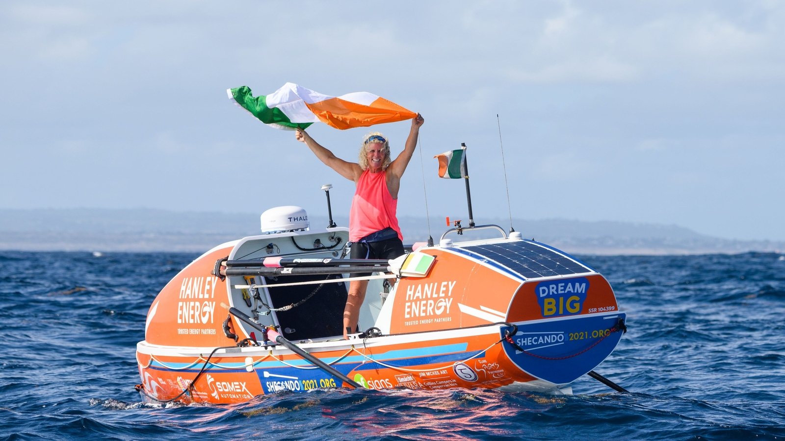 Irish woman makes history with solo row across Atlantic