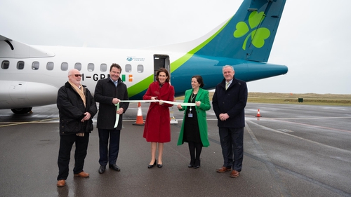 Conor McCarthy, Emerald Airlines; Hildegarde Naughton, Minister of State; Eilis Docherty, Managing Director at Donegal Airport and Steve O'Cúláin, Chairman Donegal Airport