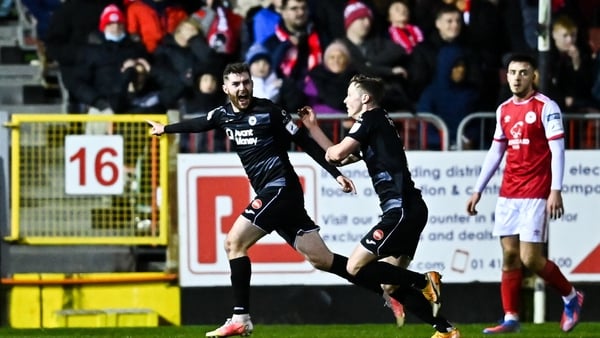 Aidan Keena celebrates scoring Sligo Rovers' second goal on the night