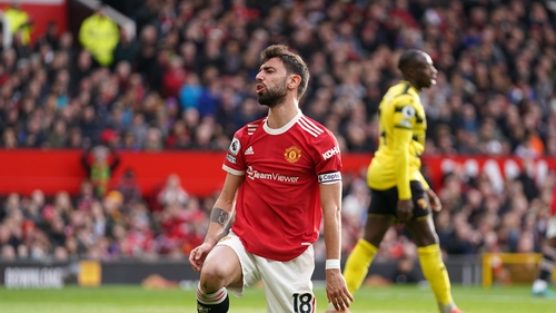 A dejected look from Fernandes during the game against Watford