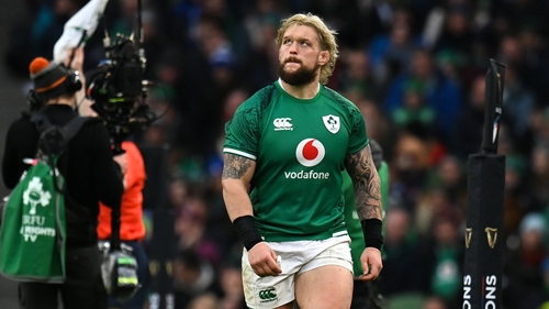 Andrew Porter leaves the field in the second half of Ireland's win over Italy