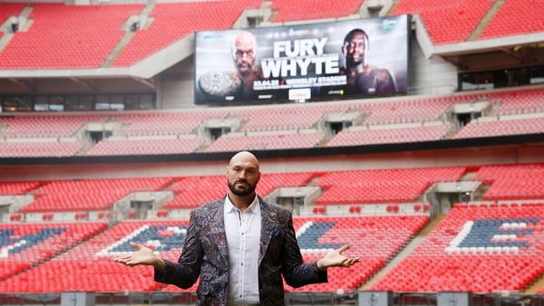 Tyson Fury at Wembley Stadium this afternoon