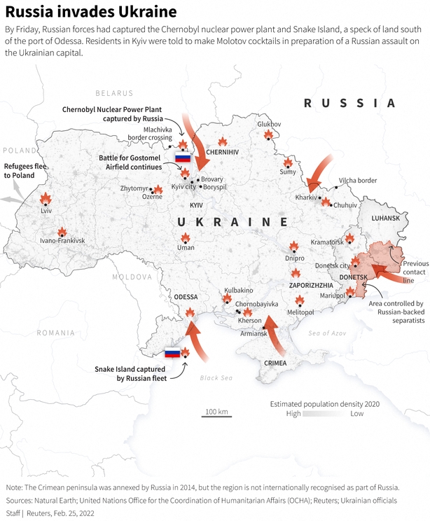 Map of Russian attacks in Ukraine