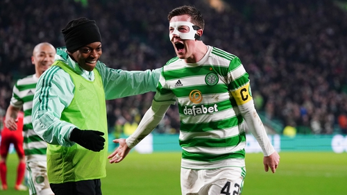 Callum McGregor celebrates scoring Celtic's second