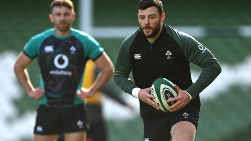 Robbie Henshaw at Ireland's training session this morning