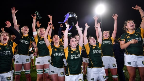 Railway Union players celebrate victory at the weekend. Women's rugby in Ireland should have more to celebrate as IRFU overhaul their structures