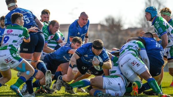Sean Cronin burrows past a heave of bodies to score for Leinster