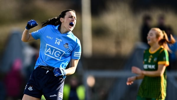 Hannah Tyrrell celebrating as the Dubs ground out a one-point win over Meath