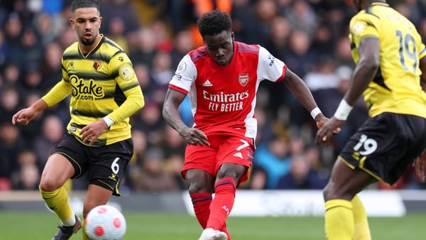 Bukayo Saka slots home Arsenal's second goal