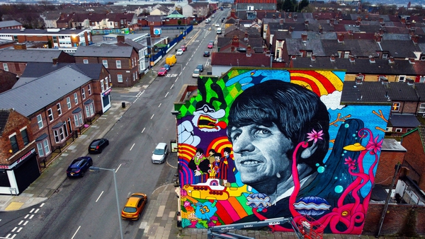 The mural by Liverpool artist John Culshaw has been unveiled on the gable end of the Empress Pub on Admiral Street in Toxteth, Liverpool, near to the childhood home of Ringo Starr Photos: Press Association