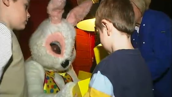 Meeting the Easter Bunny at The Chocolate Warehouse in Dublin, 2007.