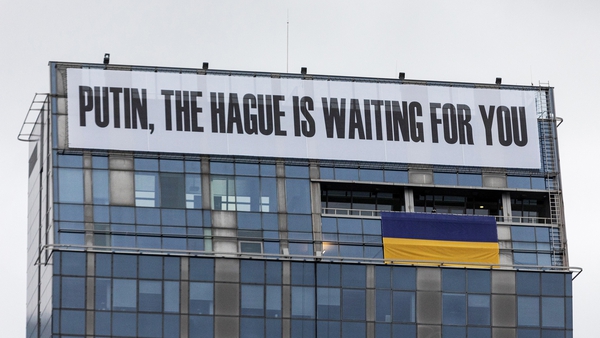The Mayor of Vilnius has festooned a 22-storey office block with a provocative banner