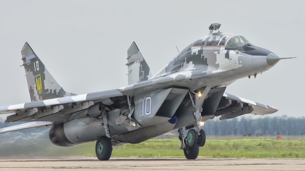 Ukrainian Air Force MiG-29 takes off from Mykolaiv Air Base for a training mission in Ukraine (file image)