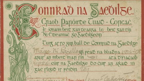 Membership card for Máire Ní Raghallaigh, Cork 1904/5. Image: Conradh na Gaeilge archive, James Hardiman Library, NUI Galway