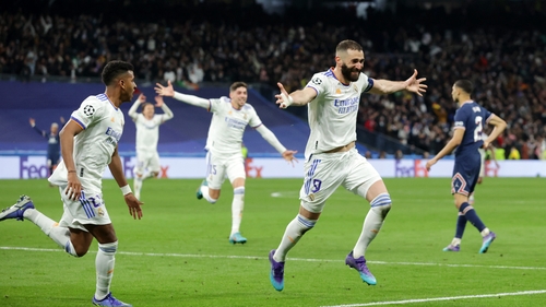 Karim Benzema celebrates