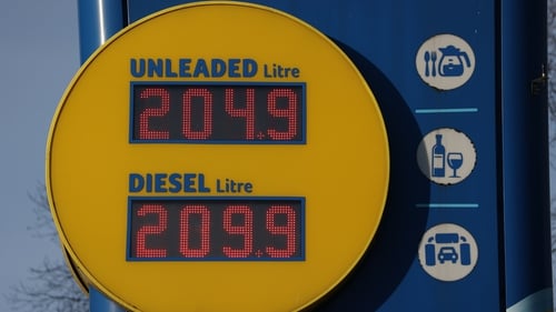 Fuel prices displayed at a garage in Dublin this morning (Pic: RollingNews.ie)