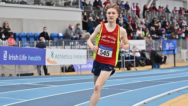 Mid Ulster AC athlete Nick Griggs smashes the European U20 indoor mile record in Abbotstown