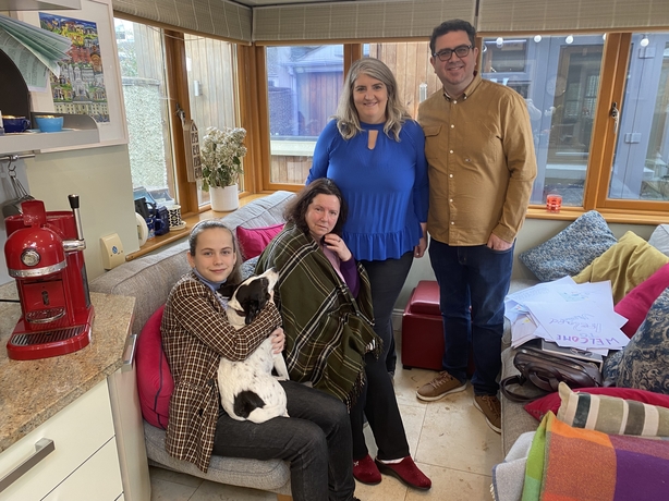 Yeva Skaletskaya and her grandmother Irina with hosts Catherine Flanagan and Gary Abrahamian