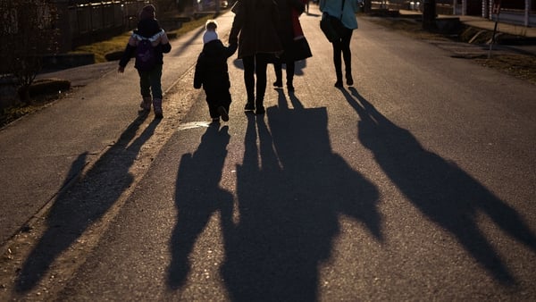 Refugees fleeing Ukraine walk to the reception centre in Velke Slemence, Slovakia. Photo: Christopher Furlong/Getty Images