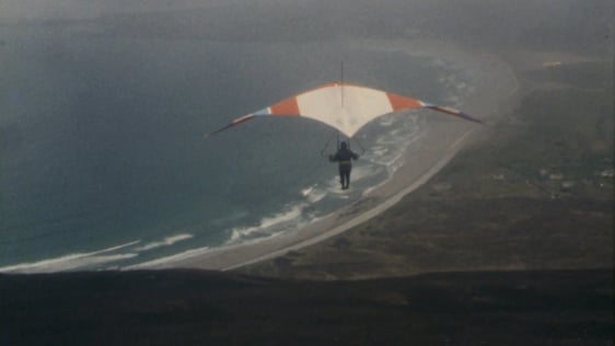 Hang gliding in Achill Island, 1977.