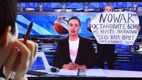 Marina Ovsyannikova barged onto the set of Russia's Channel One's flagship evening news in March holding a poster reading 'No War' in English