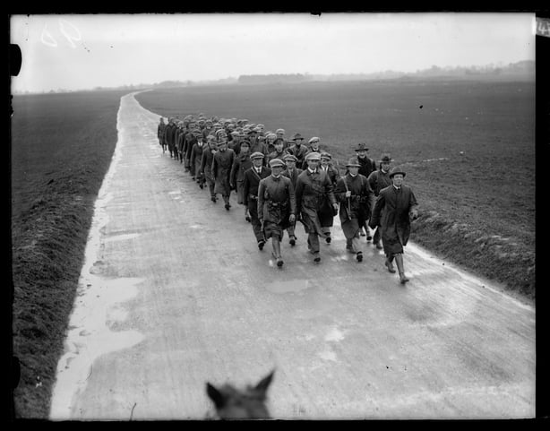 Free state recruits marching across the CUrragh plains