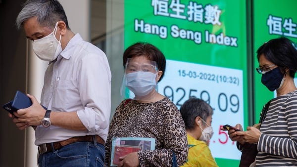 Hong Kong's Hang Seng Index rocketed 1,672 (9.08%) to close at 20,087 today