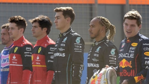 Fernando Alonso, Charles Leclerc, Carlos Sainz, George Russell, Lewis Hamilton and Max Verstappen