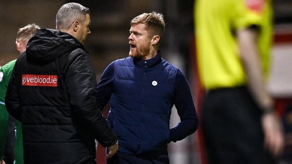 Shels boss Damien Duff gets into it with fourth official Ben Connolly