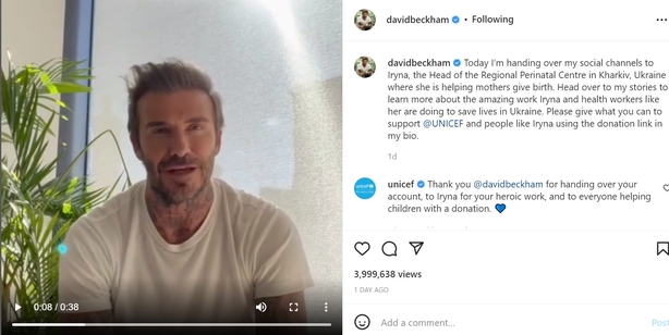 Beckham hands over his Instagram to Ukrainian doctor