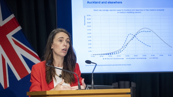 Jacinda Ardern speaks at a press conference to announce changes to New Zealand's Covid rules