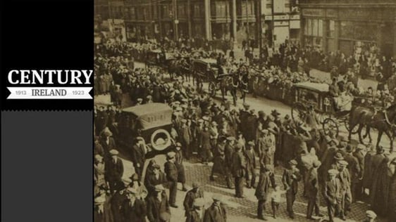 Century Ireland Issue 227 - Public sympathy in Belfast with the victims of the MacMahon massacre: The funeral procession in Royal Avenue on its way to Milltown Cemetery on 26 March 1922 Photo: The Illustrated London News, April 1 1922, p.159
