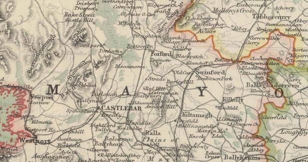 A map of Mayo with Straide (spelled Strade) in the centre Photo: © 2000 by Cartography Associates