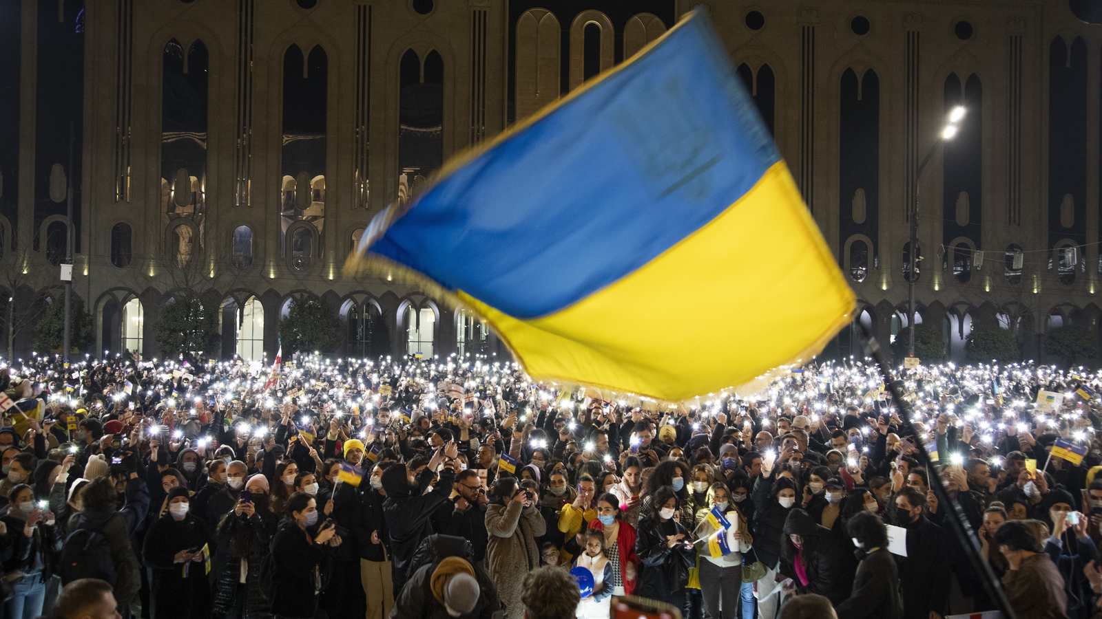 Image - A rally in support of Ukraine in front of the parliament building in Tbilisi, Georgia