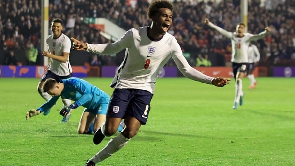 Carney Chuckwuemeka celebrates after scoring England's second goal