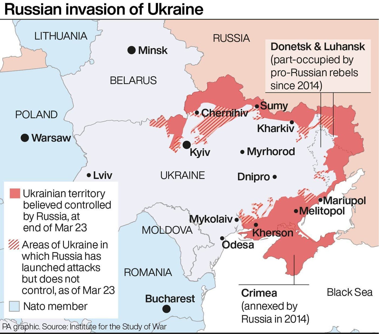 Image - The Russian invasion of Ukraine, as of 23 March