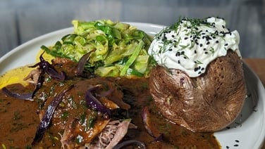 Arun's Nihari lamb shoulder & baked potato: Today