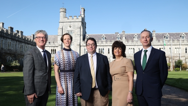 UCC president Prof John O'Halloran with UCC director of innovation Sally Cudmore, Vice President for Research & Innovation at UCC Prof John Cryan, head of GatewayUCC Myriam Cronin and Enterprise Ireland CEO Leo Clancy