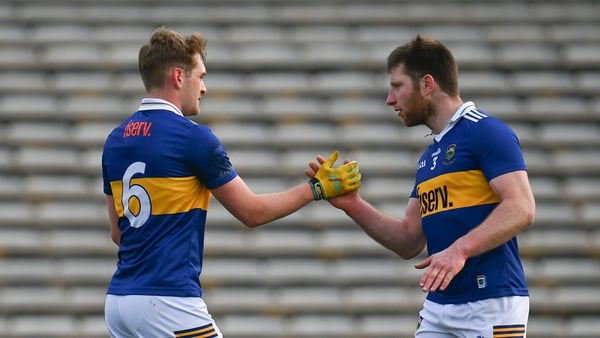 Colm O'Shaughnessy and Jimmy Feehan of Tipperary during their Division 4 game with Carlow