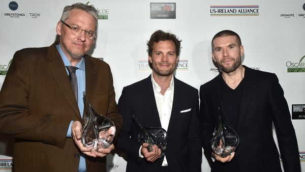 Adam KcKay, Jamie Dornan, Dónall Ó Héalai at the Oscar Wilde Awards