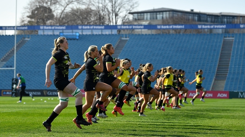 Ireland's players go through their warm-up at yesterday's Captain's Run