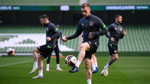 Connor Ronan training with the Ireland squad at Lansdowne Road in March