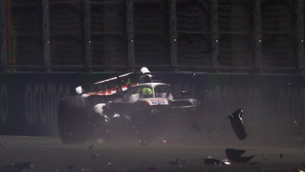 Mick Schumacher crashed during qualifying in Jeddah