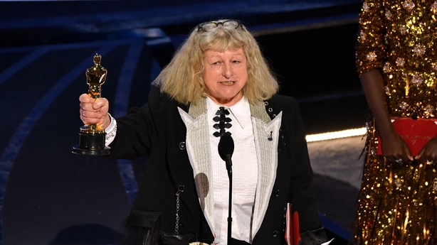 Jenny Beavan accepts the award for Best Costume Design for Cruella onstage during the 94th Oscars