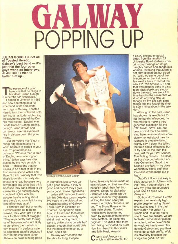 Toasted Heretic in the RTÉ Guide, 27 July 1990