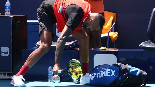 Australian Nick Kyrgios of Australia caused a racket in his match with Jannik Sinner of Italy