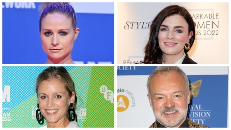 (Clockwise from top) - Niamh Algar, Aisling Bea, Graham Norton and Denise Gough will ensure there is plenty of Irish interest in this year's awards