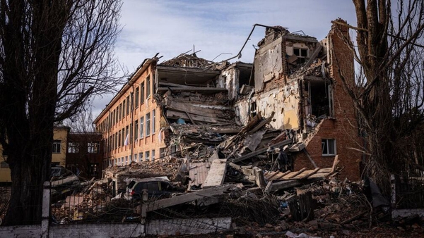 A school building damaged in shelling in the city of Chernihiv earlier this month (file image)